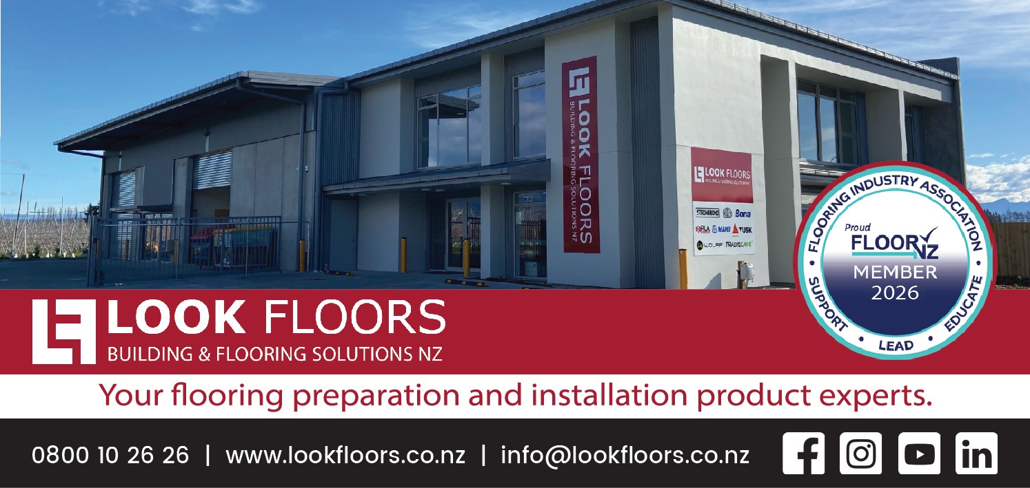 The Look Floors building, with the Look Floors logo and "Your flooring preparation and installation product experts"